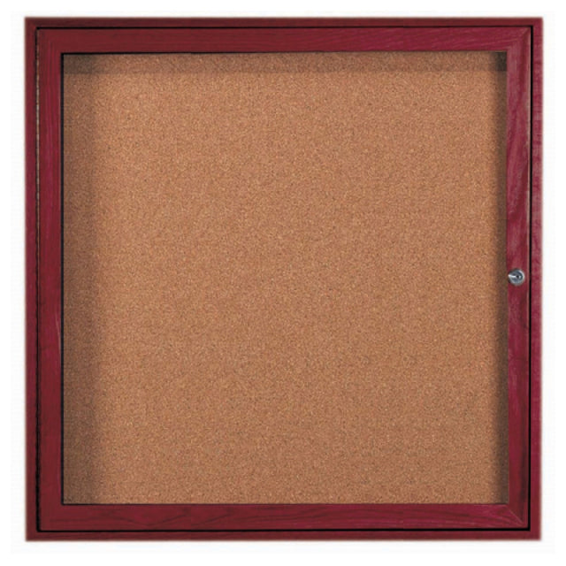 Aarco CBC3636R Red Oak Bulletin Board 36"W X 36"H Enclosed