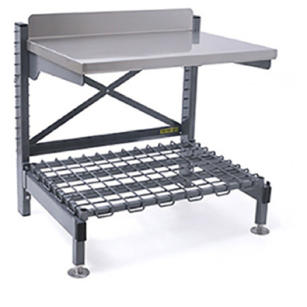 Eagle Q2460VG36-WS Q-LEVER Worktable With Storage Shelf Includes: 60"W X 24"D 14/304 Stainless Steel Table Top With 4-1/2"H Backsplash