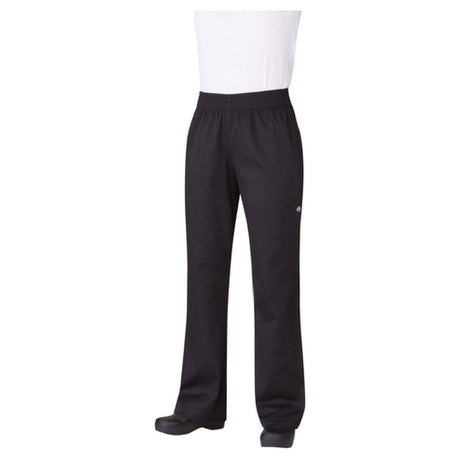 Chef Works PW005BLKL Women's Essential Baggy Pants Elastic Waistband (2) Side Seam Pockets