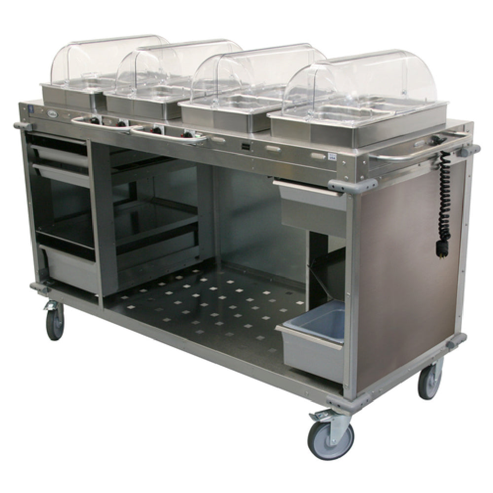 Cadco CBC-HHHH-LST MobileServ® Mobile Hot Buffet Cart (4) Hot Full Size Buffet Servers