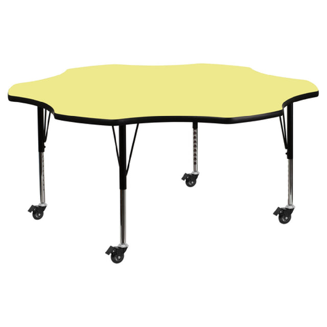 Flash Furniture XU-A60-FLR-YEL-T-P-CAS-GG Activity Table 60"W X 60"D X 17-2/5" To 25-2/5" Adjustable Height