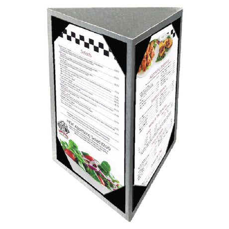 Menu Solutions ATT3PX-B Table Tent Holds 5" X 7" Inserts Triple Panel