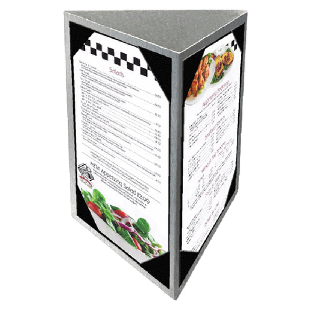 Menu Solutions ATT3PX-B Table Tent Holds 5" X 7" Inserts Triple Panel