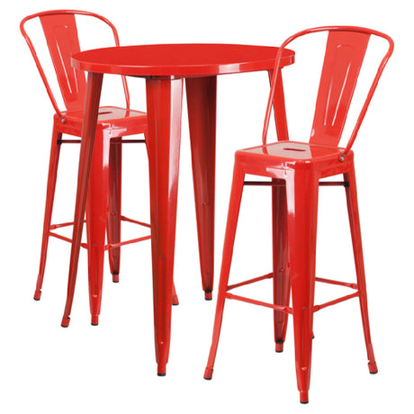 Flash Furniture CH-51090BH-2-30CAFE-RED-GG Table And Bar Stool Set Includes (1) 30" Dia. X 41"H Table