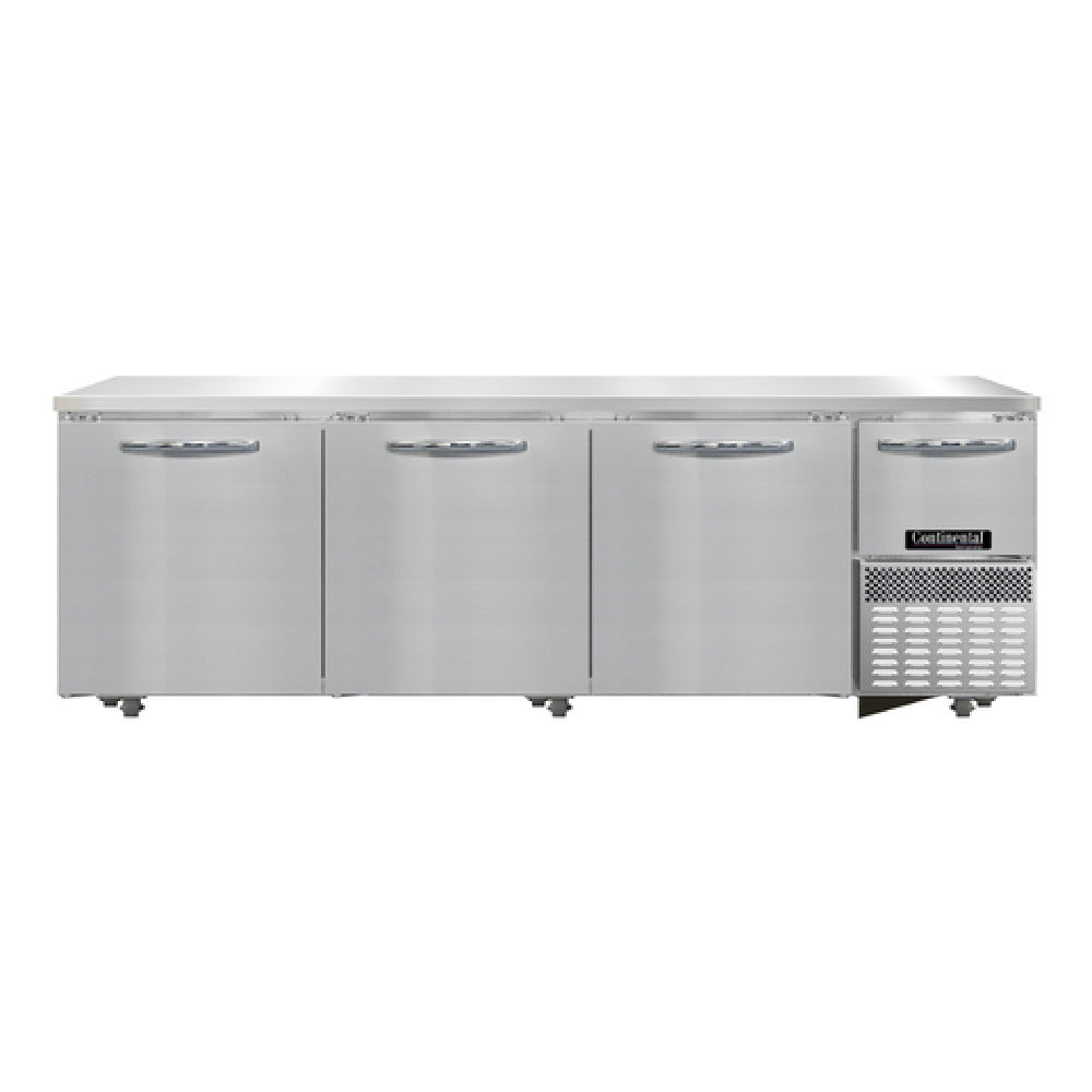 Continental Refrigerator RA93N-U Undercounter Refrigerated Base 93"W Stainless Steel Front & End Panels