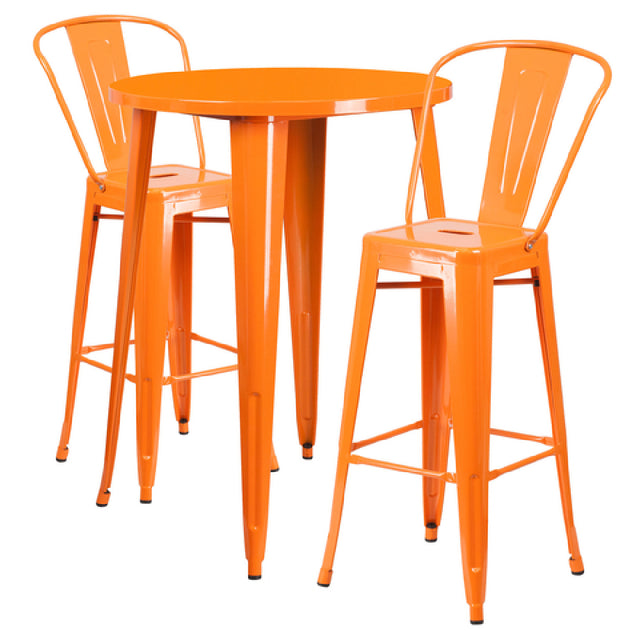 Flash Furniture CH-51090BH-2-30CAFE-OR-GG Table And Bar Stool Set Includes (1) 30" Dia. X 41"H Table