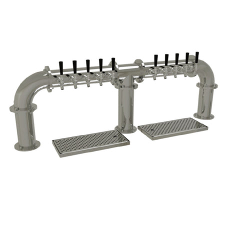 Glastender PB-10-MF Pipe Bridge Draft Dispensing Tower Countertop (10) Stainless Steel Faucets (handles Not Included)