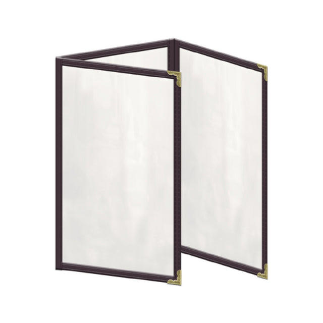 Risch TET 5.5X8.5 Deluxe Clear Sewn Menu Cover 5-1/2" X 8-1/2" Triple Fold-out