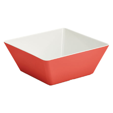 Vollrath V2220340 Melamine Bowl Large Square Red. 3 3/16 QT. 9 1⁄2" W X 9 1⁄2" L X 3 15⁄16" H. Dishwasher Safe.