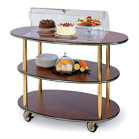 Lakeside 36303_MAHOGANY Dome Display Dessert Cart Rounded Oval 23"D X 44"W X 44-1/4"H