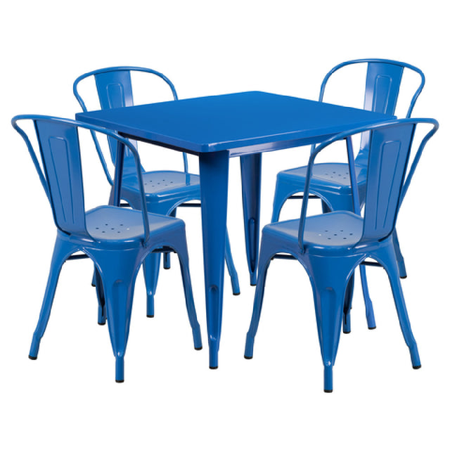 Flash Furniture ET-CT002-4-30-BL-GG Table And Chair Set Includes (1) 31-1/2"W X 31-1/2"D X 29-1/2"H Table