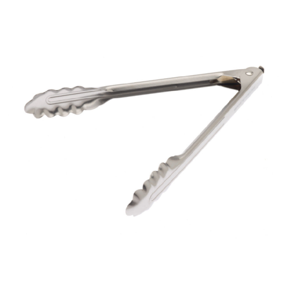Mercer M21509LK - 9.5" Utility Tong, Pull Locking Mechanism Scalloped End, 18-0 Stainless Steel