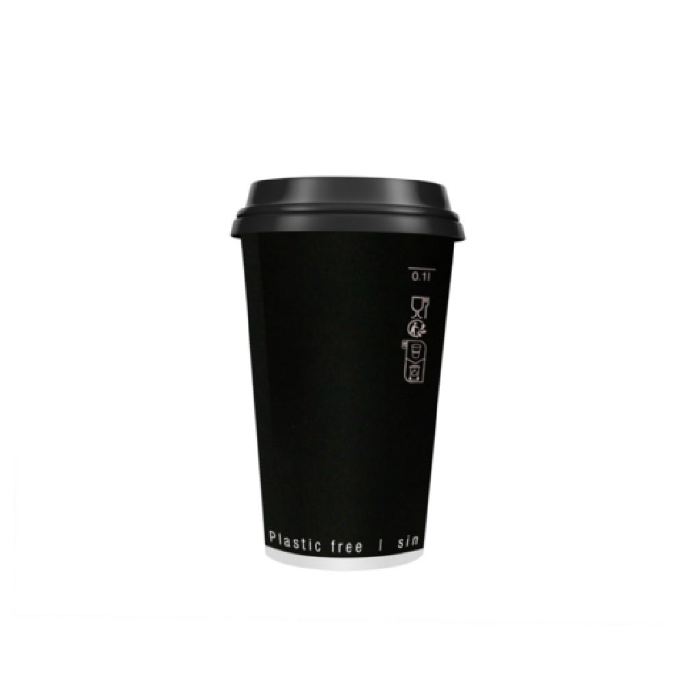 PacknWood 210GCDWB10N - Black Double Wall Paper Cup Without Plastic, 10oz, 3.5" D X 3.4" H