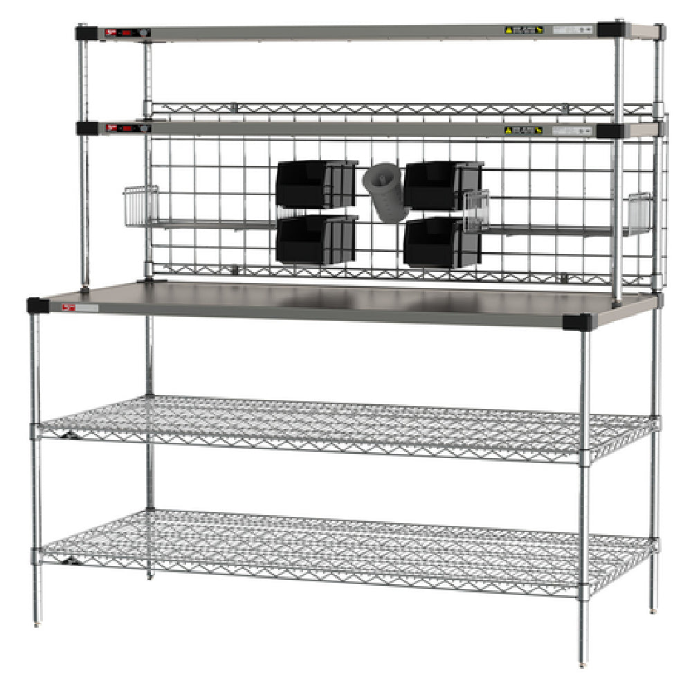 Metro CRHSP-3060 Prep Workstation With Overhead Heated Shelves (1) 60"W X 30"D Reinforced Stainless Steel Shelf