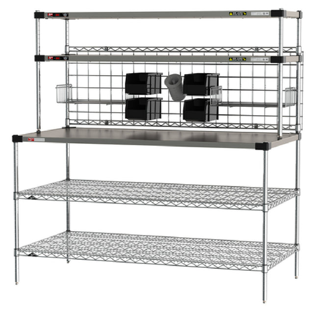 Metro CRHSP-3060 Prep Workstation With Overhead Heated Shelves (1) 60"W X 30"D Reinforced Stainless Steel Shelf