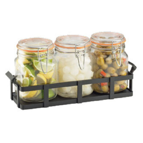 Cal Mil 3336-13 Jar Condiment Display 12-3/4"D X 5"D X 5-3/4"H (3) 34 Oz. Glass Jars