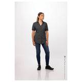 Chef Works SHC07WBLKXL Women's Charleston Shirt Short Sleeves Contrast Fabric On Inner Sleeve Band & Inner Collar Band