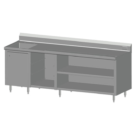 SPG BCRS-96L - Universal Stainless Beverage Counter, With Rack Slides, 96" Long