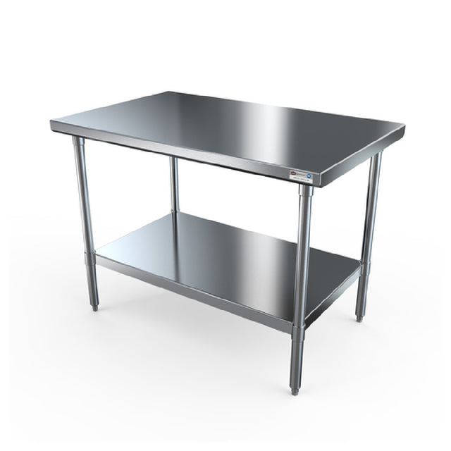 NBR Equipment TS-8430 Premium Work Table 84"W X 30"D X 35-3/4"H Overall Size 18/430 Stainless Steel Flat Top