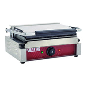 Hubert 15512 - Kratos® Commercial Single Panini Grill, 14"X9" Plate, Grooved Top And Smooth Bottom Plate