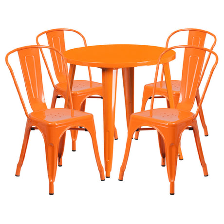 Flash Furniture CH-51090TH-4-18CAFE-OR-GG Table And Chair Set Includes (1) 30" Dia. X 29-1/2"H Table