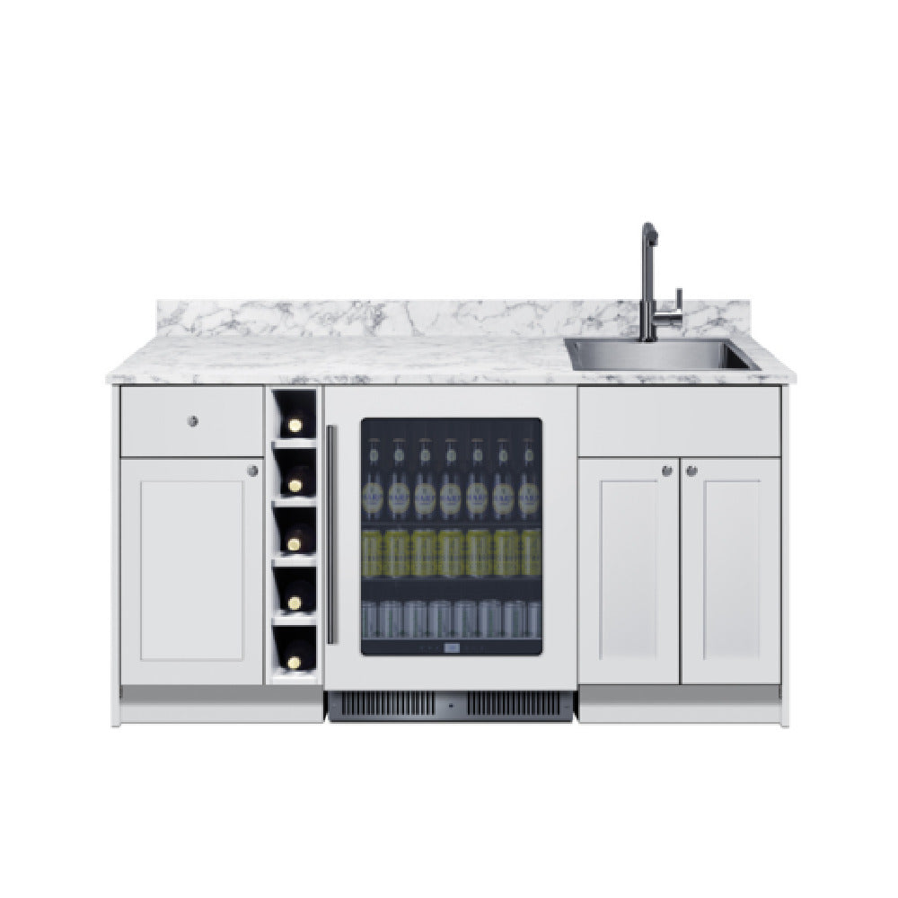 Summit OASISWH35 - Turnkey Oasis Wet Bar, White Finish, Fully Assembled Hardwood Cabinetry & Countertop