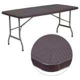 Flash Furniture DAD-YCZ-172-GG Folding Table 67-1/2"W X 32-1/2"D X 28-3/4"H Rattan Edge Boarder