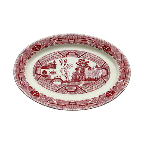 Cameo China 688-123 Pink Willow Platter 12" X 8-3/8" X 1"H (30.5 Cm X 22 Cm X 2.6 Cm)