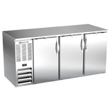 Beverage Air BB72HC-S - Refrigerated Back Bar Storage Cabinet, Three-section, 72"W X 30-3/8"D X 34"H