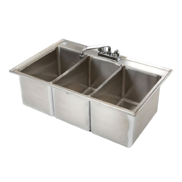 Klinger's Trading DBS3 Drop-In Bar Sink Three Compartment (3) 10" Wide X 14" Front-to-back X 10" Deep Bowls