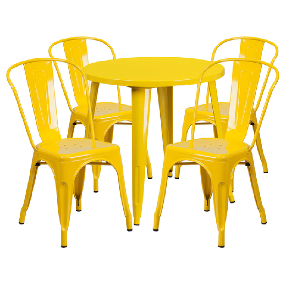 Flash Furniture CH-51090TH-4-18CAFE-YL-GG Table And Chair Set Includes (1) 30" Dia. X 29-1/2"H Table