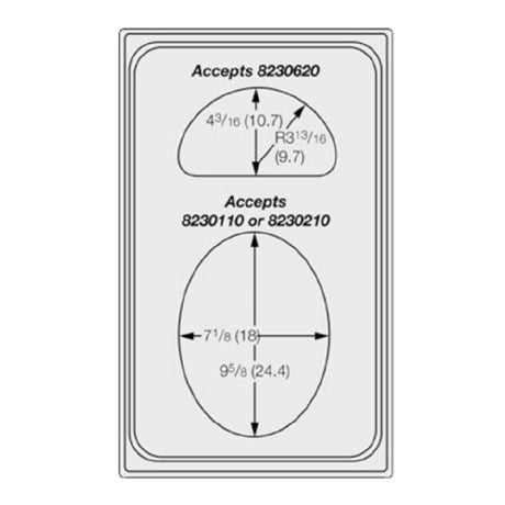 Vollrath 8240210 Miramar™ Template For (1) Oval & (1) Half Oval Decorative Pans