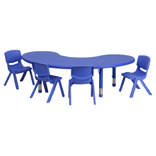 Flash Furniture YU-YCX-0043-2-MOON-TBL-BLUE-E-GG Preschool Activity Table Set Includes (1) Table: 35"W X 65"D X 14-1/2" 23-3/4" Adjustable Height