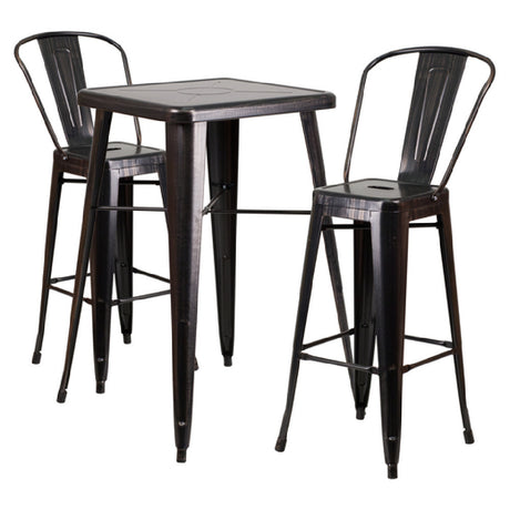 Flash Furniture CH-31330B-2-30GB-BQ-GG Table And Bar Stool Set Includes (1) 27-3/4"W X 27-3/4"D X 40"H Table