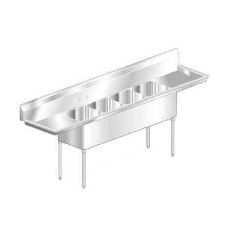 AERO Manufacturing MF4-3020-30LR Economy Sink Four Compartment With 30" Drainboards On Left & Rights