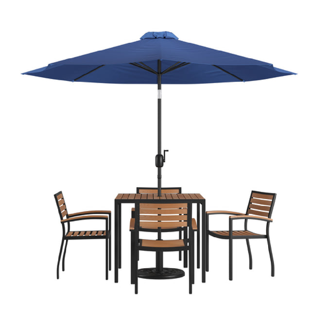 Flash Furniture XU-DG-810060064-UB19BNV-GG Patio Dining Table Set Includes (1) 35"W Square Table