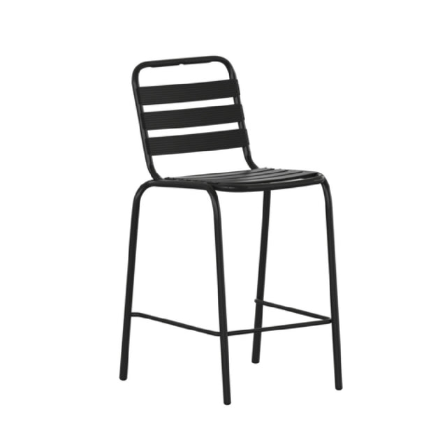 Flash Furniture TLH-015H-BK-GG Lila Patio Stacking Bar Stool 30" Seat Height 352 Lb. Weight Capacity