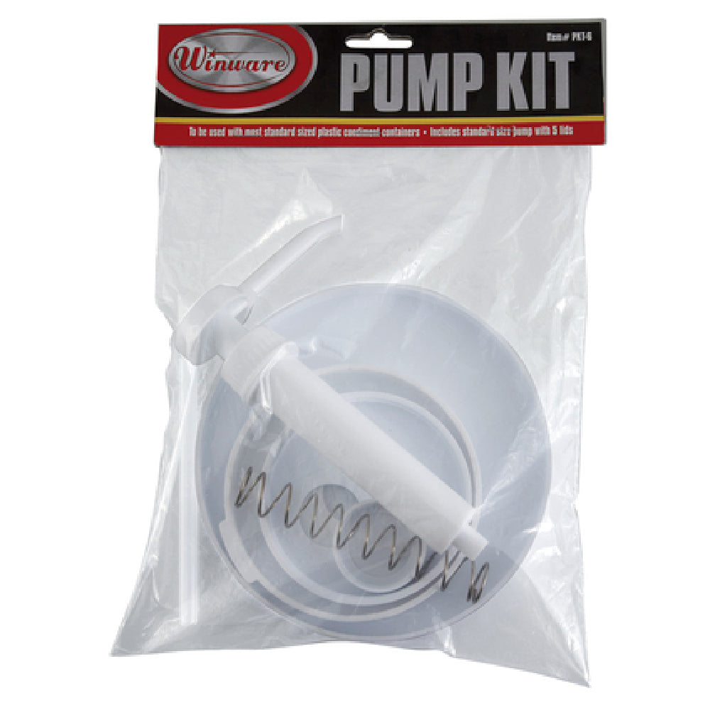 Winco PKT-6 Pump Kit Includes: (1) 9" Standard Pump (5) Lids: 1-9/16" Threaded