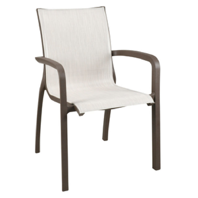 Grosfillex UT007599 Sunset Stacking Armchair Designed For Outdoor Use Textilene Fabric Sling