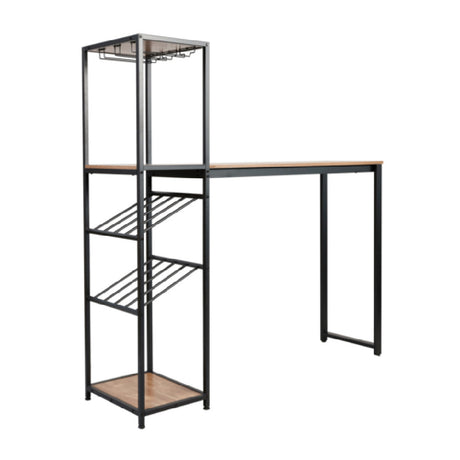 Flash Furniture NAN-F-HY-B23102-BLKBRN-GG Jura Bar & Wine Table With (2) Slanted Shelves