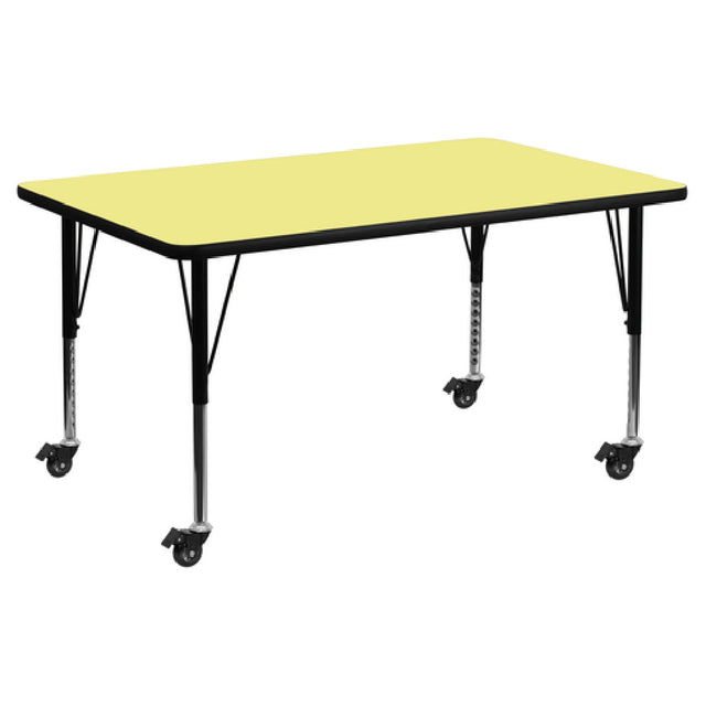 Flash Furniture XU-A3060-REC-YEL-T-P-CAS-GG Activity Table 60"W X 30"D X 17-2/5" To 25-2/5" Adjustable Height