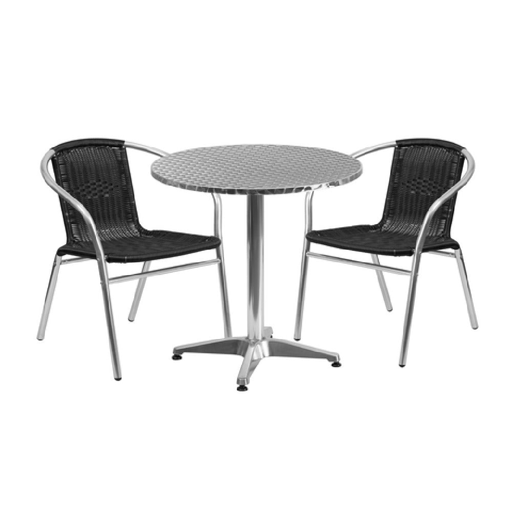 Flash Furniture TLH-ALUM-28RD-020BKCHR2-GG Table & Chair Set Includes (1) 27-1/2" Dia. X 27-1/2"H Table