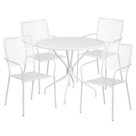 Flash Furniture CO-35RD-02CHR4-WH-GG Patio Table Set Includes (1) Table: 35-1/4" Dia. X 28-3/4"H