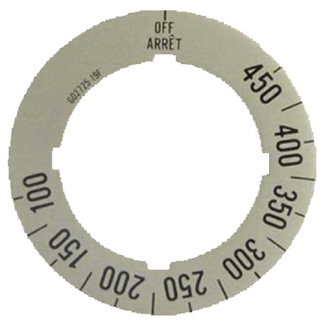 Franklin Machine Products 240-1038 Thermostat Dial Insert 100° 450°F