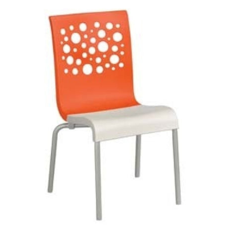 Grosfillex US835019 Tempo Stacking Side Chair Resin Back With Circles Cutout Resin Seat