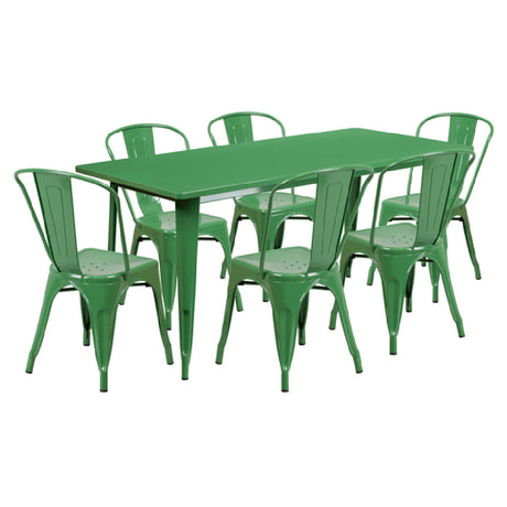 Flash Furniture ET-CT005-6-30-GN-GG Table And Chair Set Includes (1) 63"W X 31-1/2"D X 29-1/2"H Table