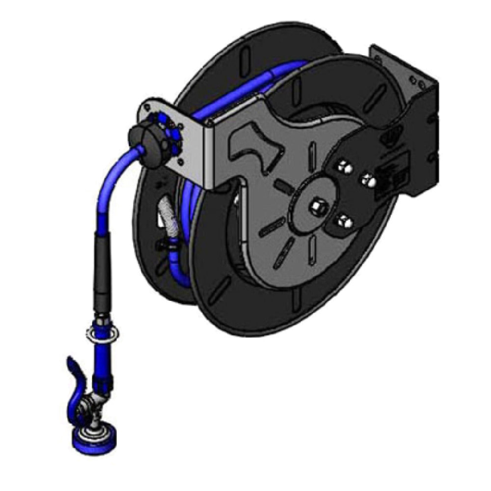 T&S Brass B-7242-01 Hose Reel System Open 3/8" X 50' Hose With High Flow Blue Spray Valve