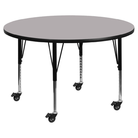 Flash Furniture XU-A48-RND-GY-T-P-CAS-GG Activity Table 48" Dia. X 17-2/5" To 25-2/5" Adjustable Height