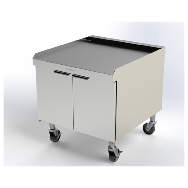 Merco CMC27 - Merco CrispyMax Cart For Triple (MCG2727) Lane CrispyMax (not Included). Two Hinged Doors With Magnetic Closures. Two Removable Interior Shelves. Four Swivel Casters
