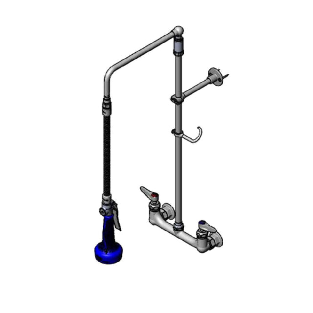 T&S Brass B-0131-CR-B08C EasyInstall Pre-Rinse Unit Wall Mount Mixing Faucet With 8" Adjustable Centers